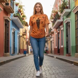 Tribal tie dye graphic tee m